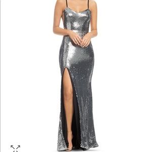 Dress the population silver sequin dress